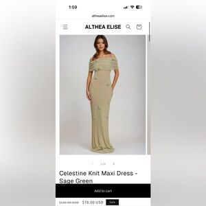 Sage Green Knit Maxi Dress with flower details